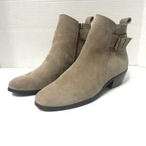 Blondo Waterproof Womens Ankle Boots Booties Tan Suede Block Heel Buckle Sz 6.5M